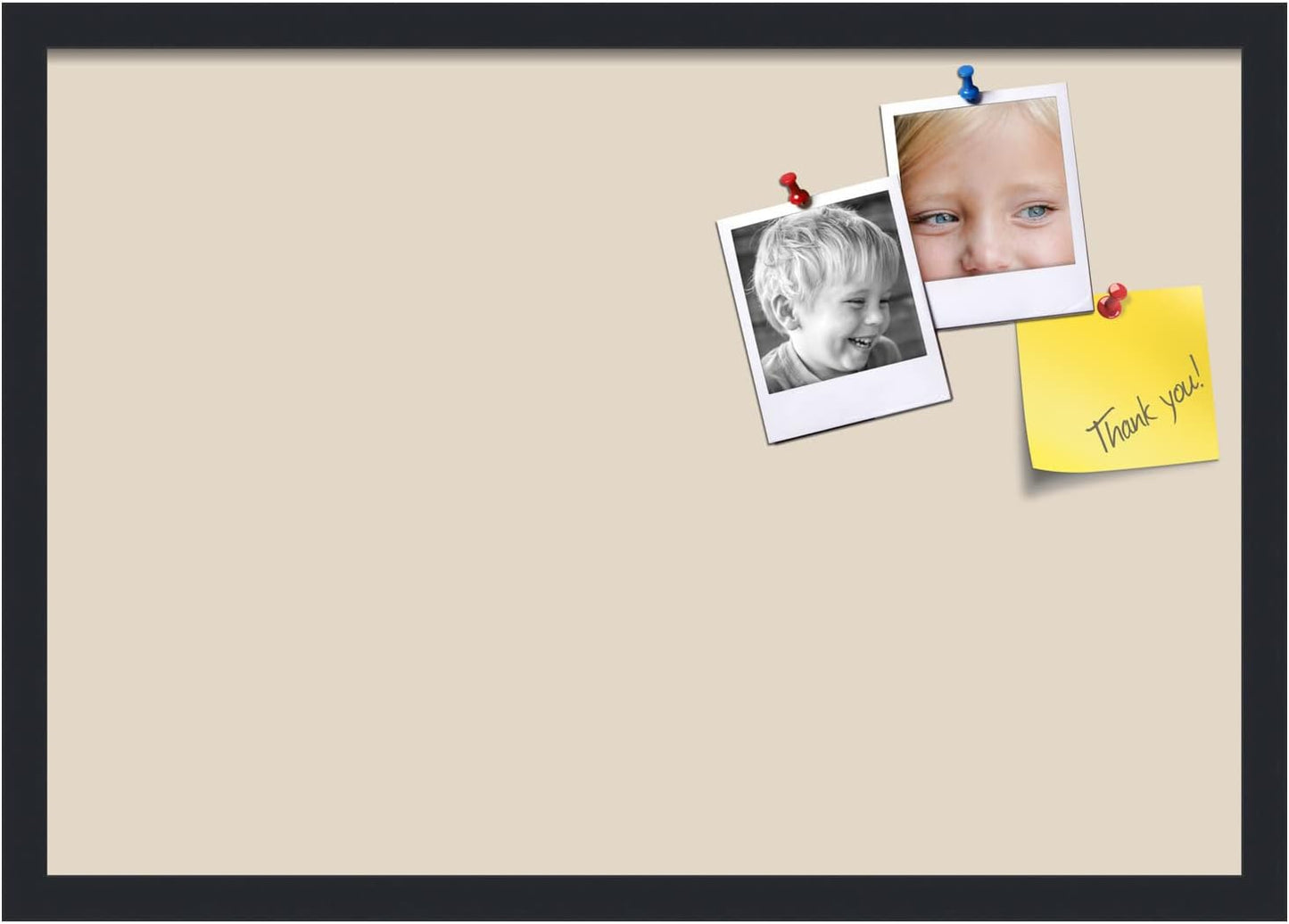 PinPix 26x18 Inch Cork Bulletin Board. This Decorative Framed Pin Board Comes with Desert Pastel Design and a Satin Black Frame. Ideal for Home Office Decor or Message Board (PinPix-1815)