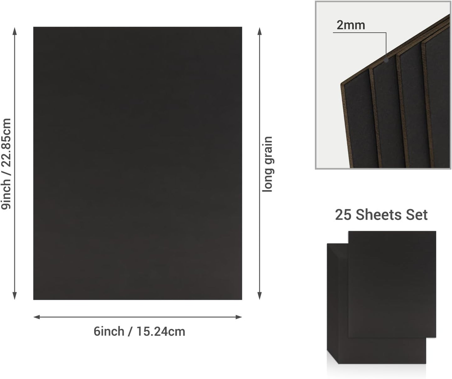 25 Pcs Book Board, Binder Board, Cover Board, Heavy Duty Chipboard for Book Binding, DIY Cardboard (Black, 9 x 6 Inch 80PT)