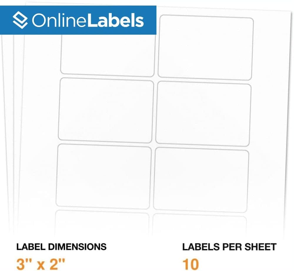 3 x 2 Rectangle Labels - Permanent, White Matte - Wax Melt, Soap, Address Labels - Pack of 250 Labels, 25 Sheets - Inkjet/Laser Printers - Online Labels
