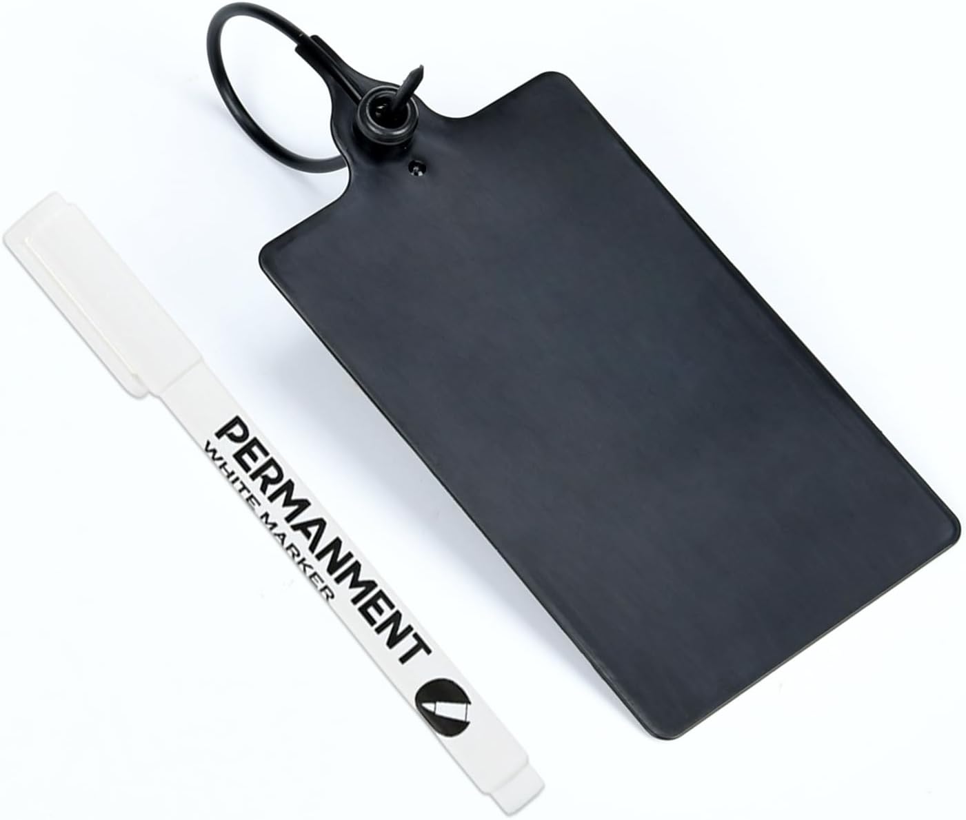 100 Black Plastic Tags Shipping Tags Water Proof Tags for Labeling Shipping Labels Security Seals Writable Marker Ties Hanging Tags Storage Tag with One Marker Pen