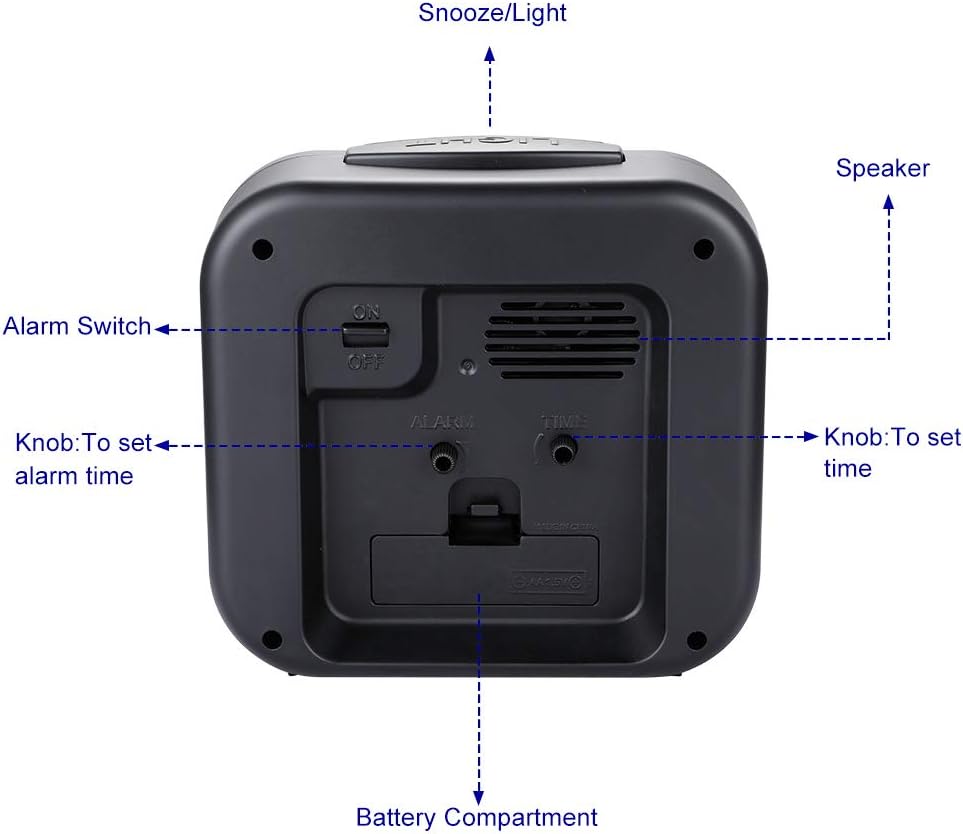 5.5" Large Analog Alarm Clock Silent Non Ticking, Glow in Dark dial, Gentle Wake, Beep Sounds, Increasing Volume, Battery Operated Snooze and Manual Light, Easy Set (Best for Elder)