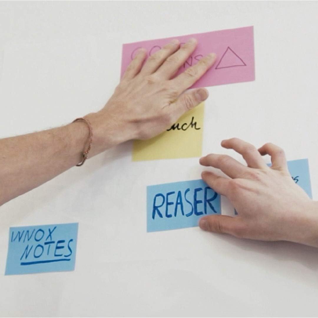 Self-Stick Notes 5.8 x 8.3 inches | Sticks to Any Surface Without Glue | Reusable White Dry Erase | 5 pack, 250 sheets (Assorted Colors, 5.8 x 8.3 inches)