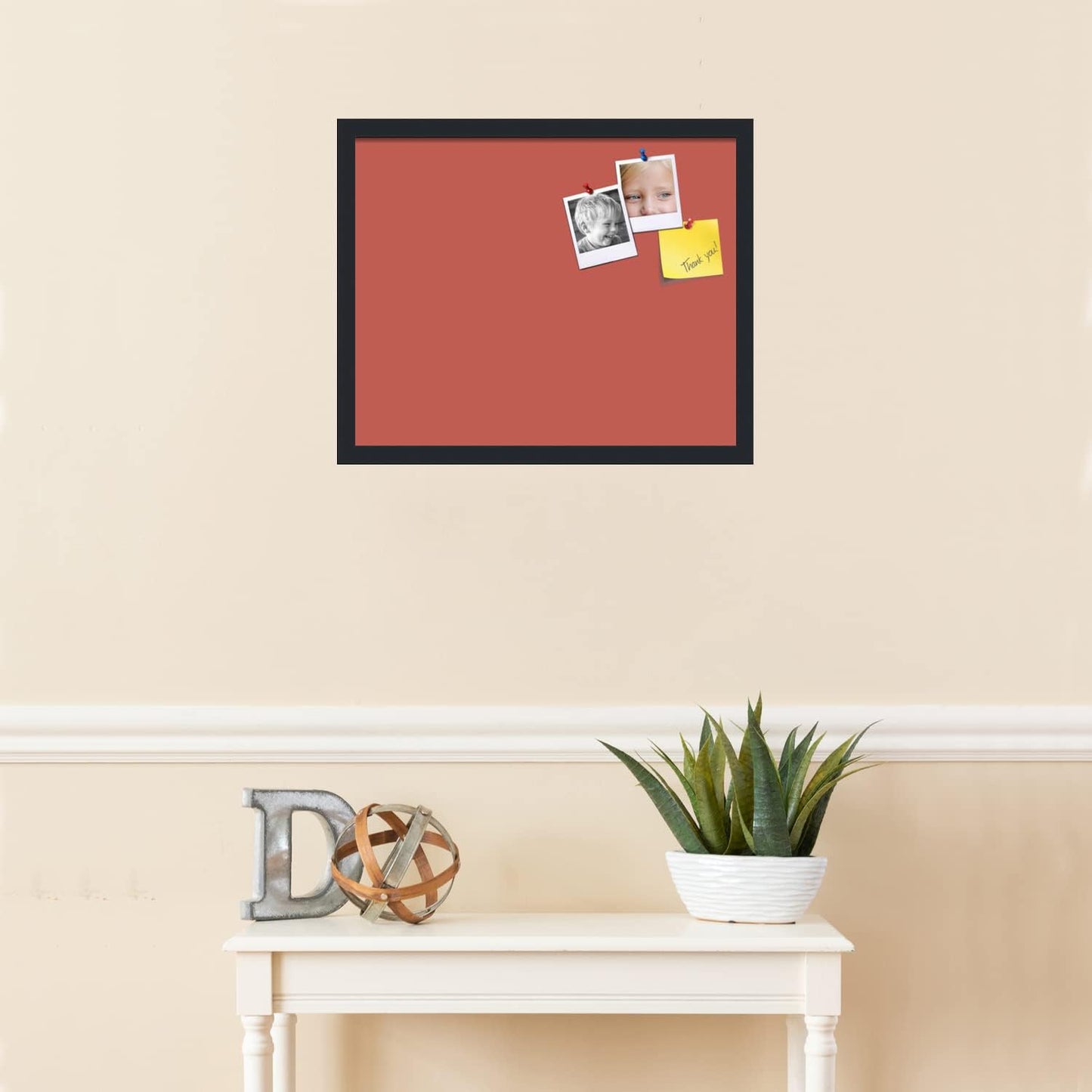 PinPix 21x17 Inch Cork Bulletin Board. This Decorative Framed Pin Board Comes with Crimson Pastel Design and a Satin Black Frame. Ideal for Home Office Decor or Message Board (PinPix-1807)