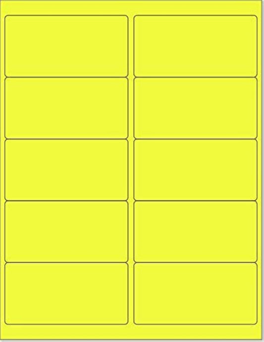 8-1/2 x 11 Neon Color High Light Fluorescent Labels for Laser & Inkjet Printer (Yellow Fluorescent, 4 x 2-10 Per Page | 1000 Labels)