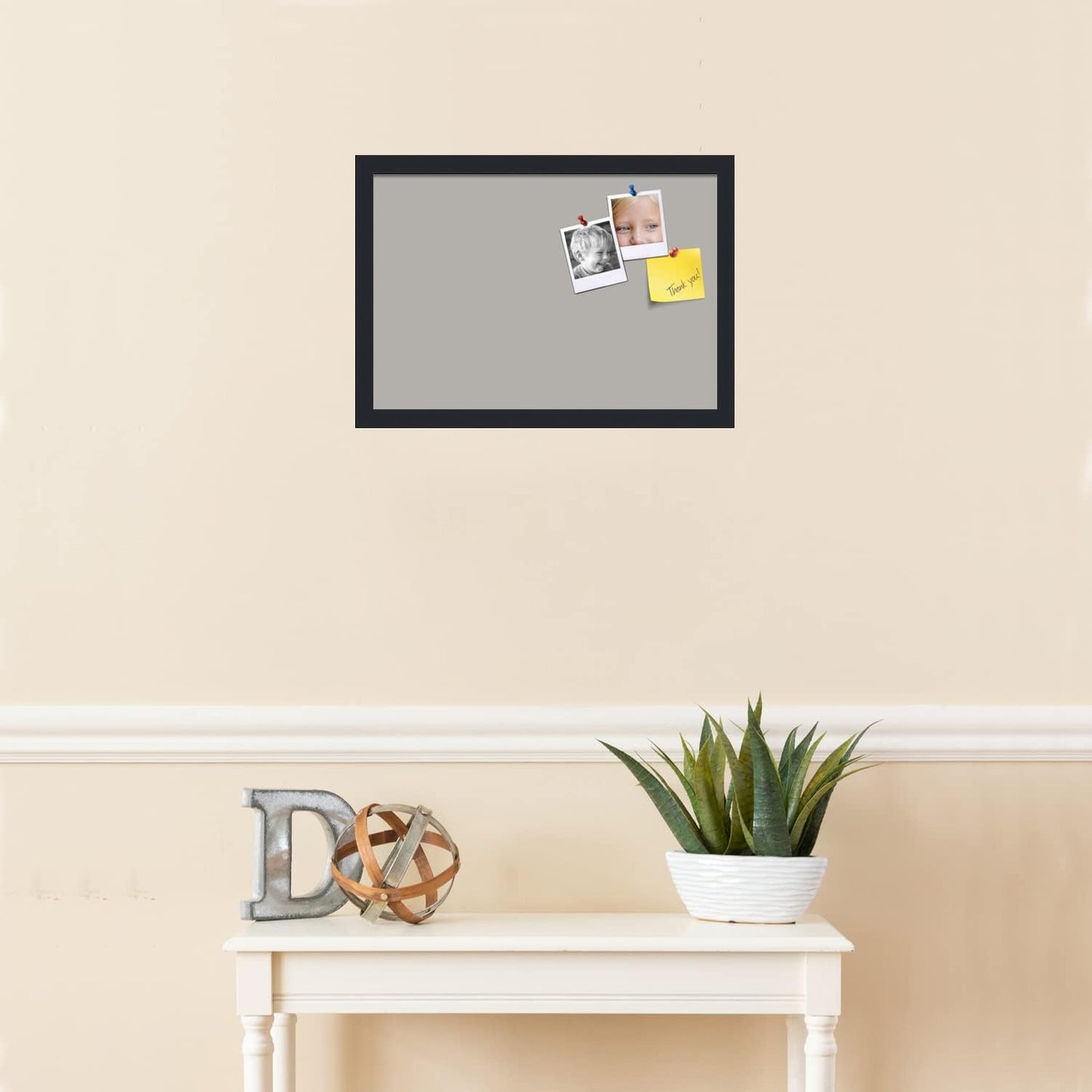 PinPix 19x13 Inch Cork Bulletin Board. This Decorative Framed Pin Board Comes with Dark Stone Design and a Satin Black Frame. Ideal for Home Office Decor or Message Board (PinPix-1808)