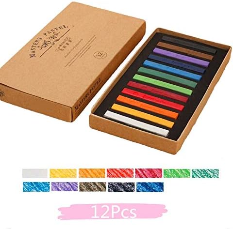 Non Toxic Artist Pastels,Square Soft Pastels Set,Chalks 12/24/36/48 Colors Soft Dry Pastel Artist Chalk Pastel Sticks for Office School Art Drawing Painting Supplies Professional Art Pastel (12Pcs)