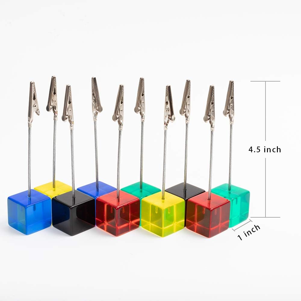 10pcs Table Number Holder Name Place Card Holder Memo Clip Holder Stand Note Holder Pictures Card Paper Menu Clip (Colorful)