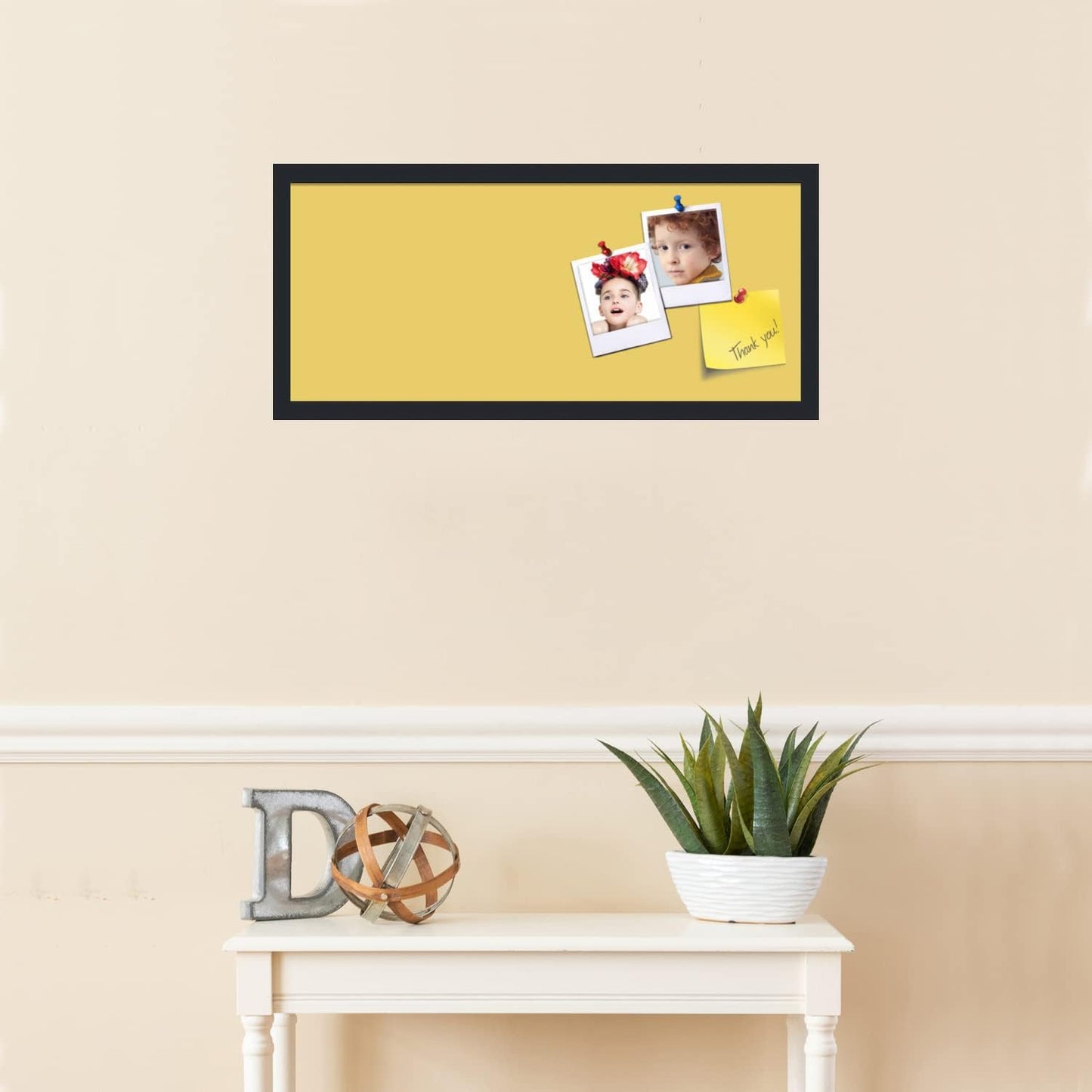 PinPix 28x12 Inch Cork Bulletin Board. This Decorative Framed Pin Board Comes with Honey Pastel Design and a Satin Black Frame. Ideal for Home Office Decor or Message Board (PinPix-1810)