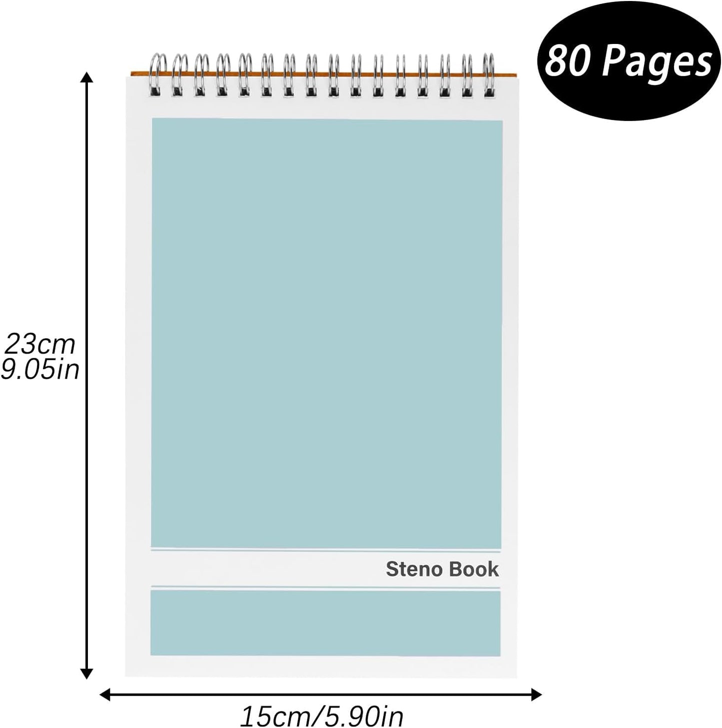 Steno Pads – 6x9 Inches 80 Sheets Steno Notebooks for Writing Notes in School, University, College & Office (2PCS Light Blue)