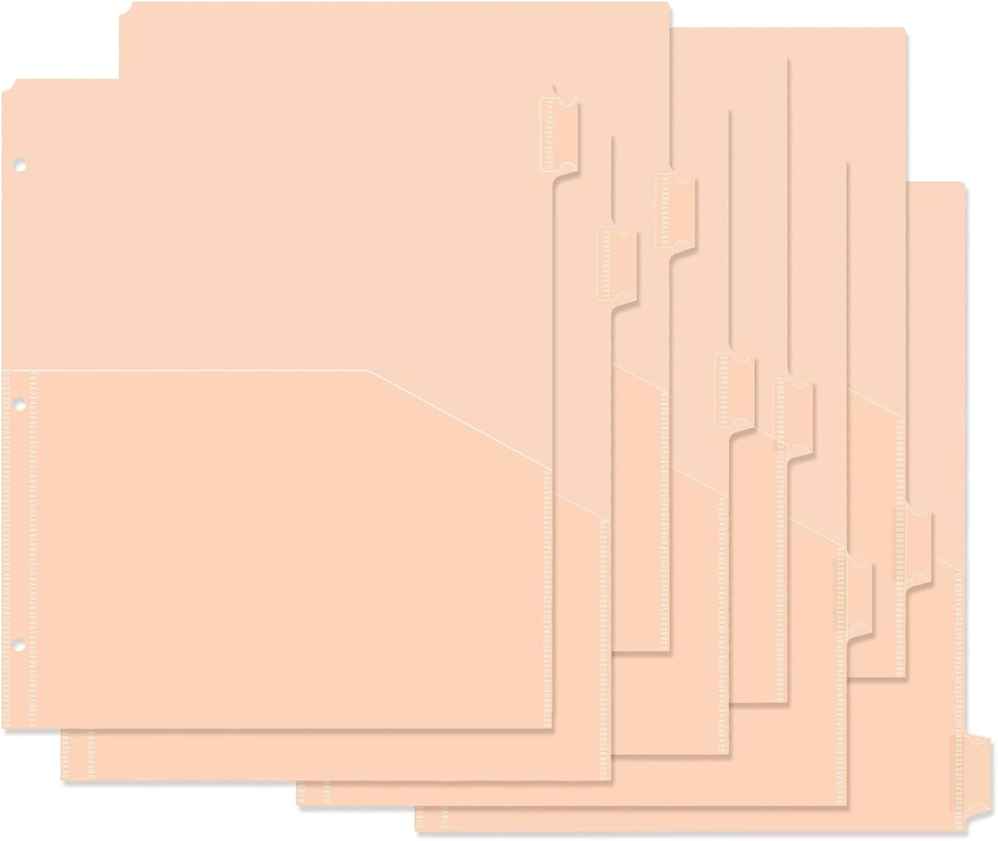 8 tab dividers for 3 Ring Binder with Pockets, Plastic Dividers with Clear Front Pocket, 8-tab Index Dividers with 3 Holes Punched for School & Office Supplies (Light Orange, 8 Tabs)