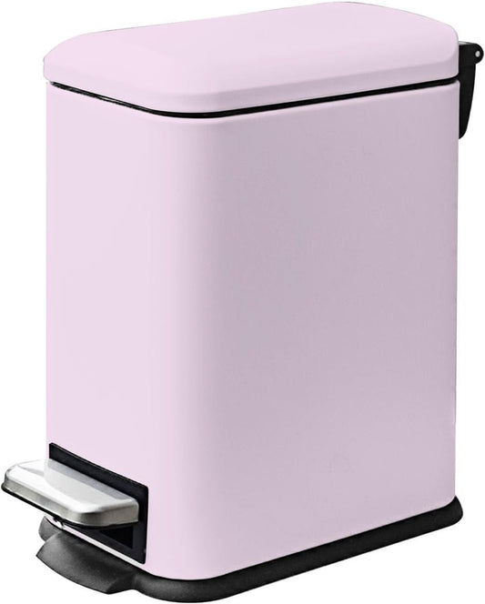 Pink Trash Can, 1.3 Gallon Bathroom Trash Can with Lid, Stainless Steel Pedal Trash Bin Removal Inner Bucket, Small Grabage Can for Bathroom,Bedroom,Home Office