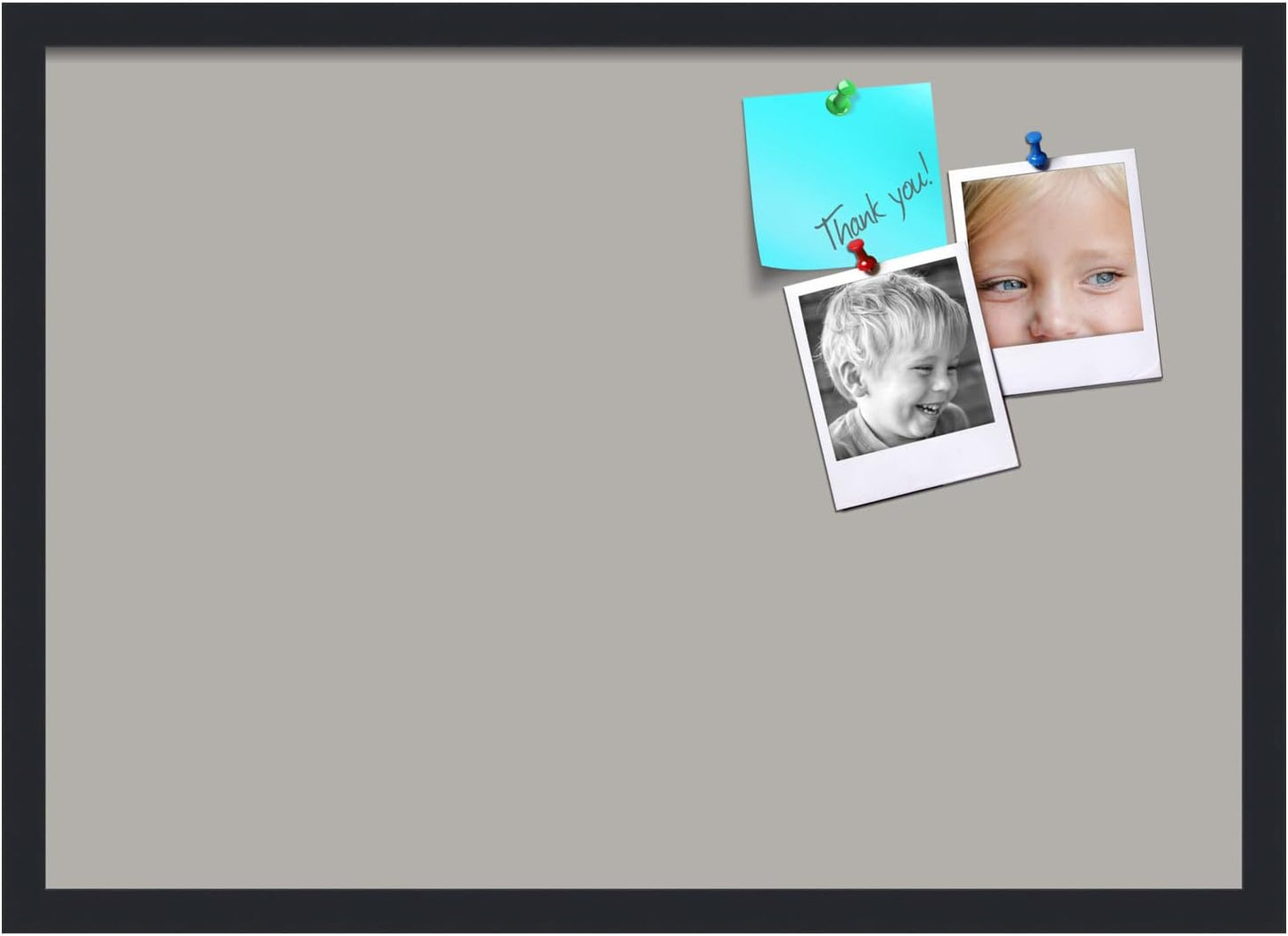 PinPix 27x19 Inch Cork Bulletin Board. This Decorative Framed Pin Board Comes with Dark Stone Design and a Satin Black Frame. Ideal for Home Office Decor or Message Board (PinPix-1808)