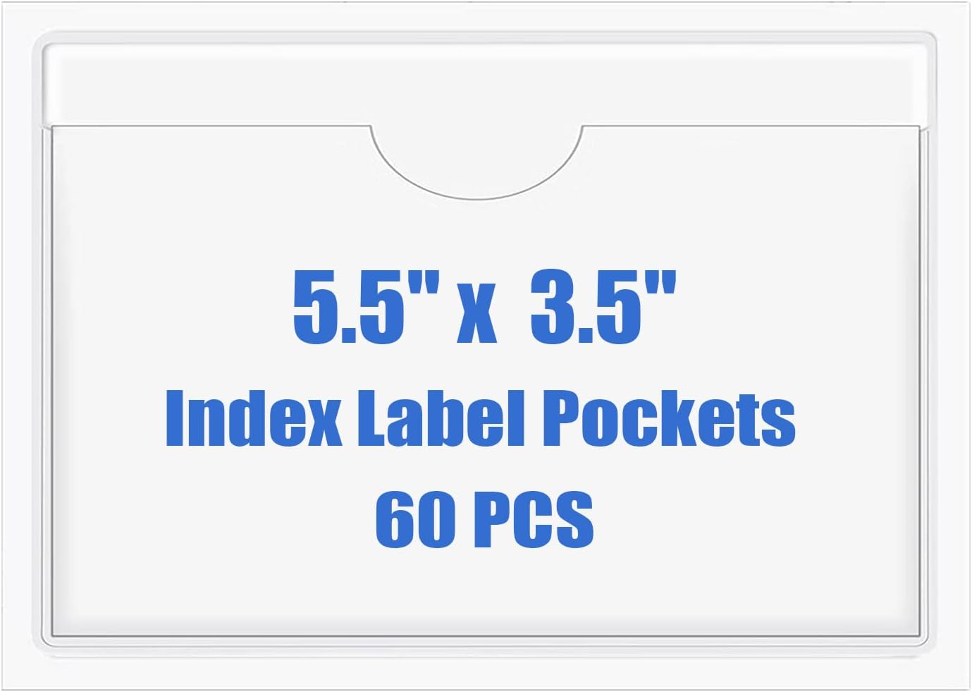 Origin-Joy 60 PCS Self Adhesive Index Card Pockets with Top Open, Clear Plastic Label Holder for Notes, Library and Business, Adhesive Label Pockets & Card Holder (5.5 x 3.5 inch)