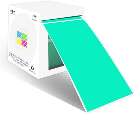 PARLAIM 3 X 5 Inch Rectangle Adhesive Color Coding Stickers,Square Aqua Inventory Stickers -250 Per Dispenser Box