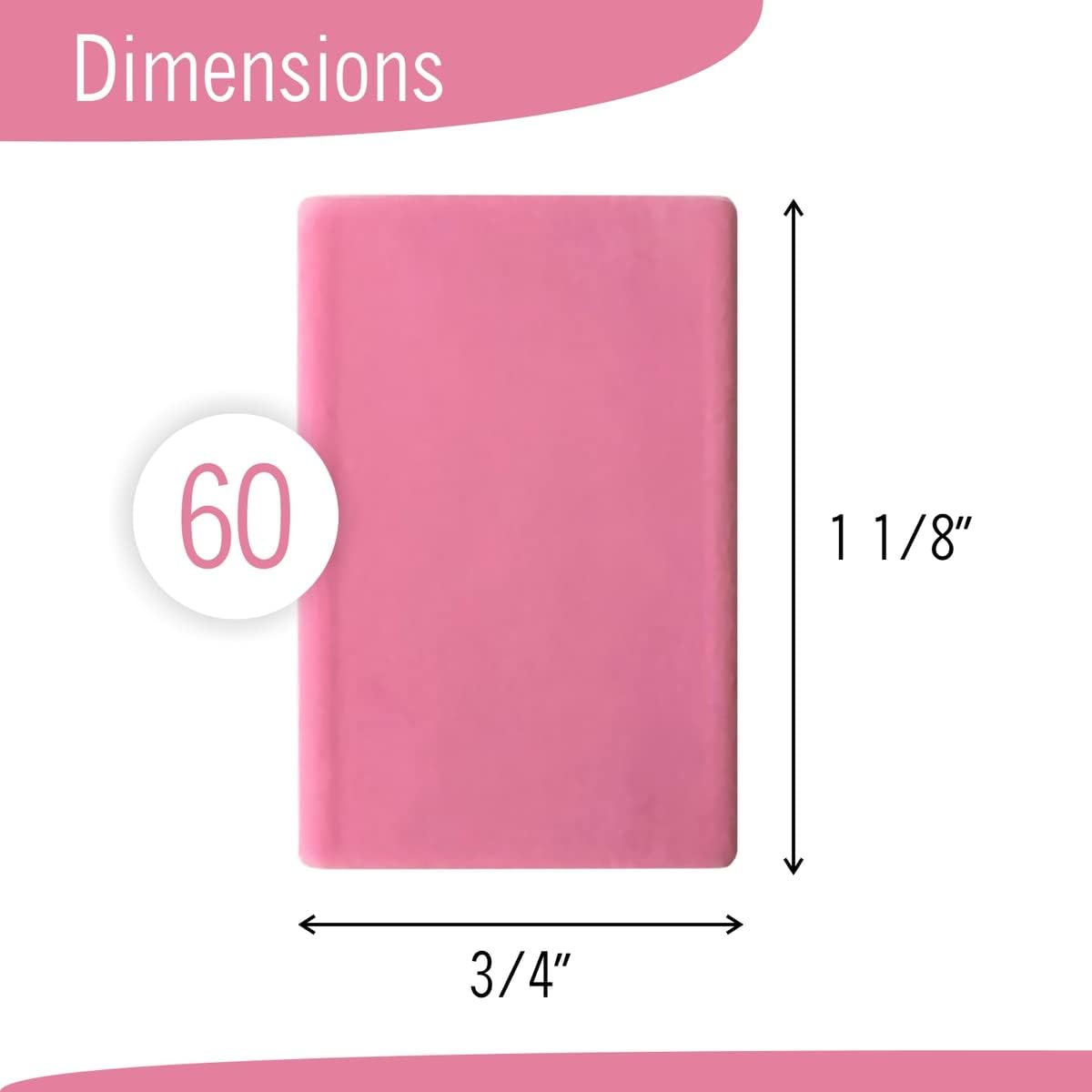 Pink Erasers – Square Eraser, Erasers for Kids, Rubber Eraser, 60 Count, Erasers Bulk for School Supplies, Art, and Office Use