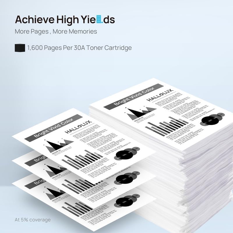 HALLOLUX 30A 30X Toner Cartridge 4-Pack Replacement for HP 30A 30X CF230A CF230X Toner to use with HP Pro MFP M227fdw M203dw M203d M227fdn M203dn M227sdn Printer (4-Black)