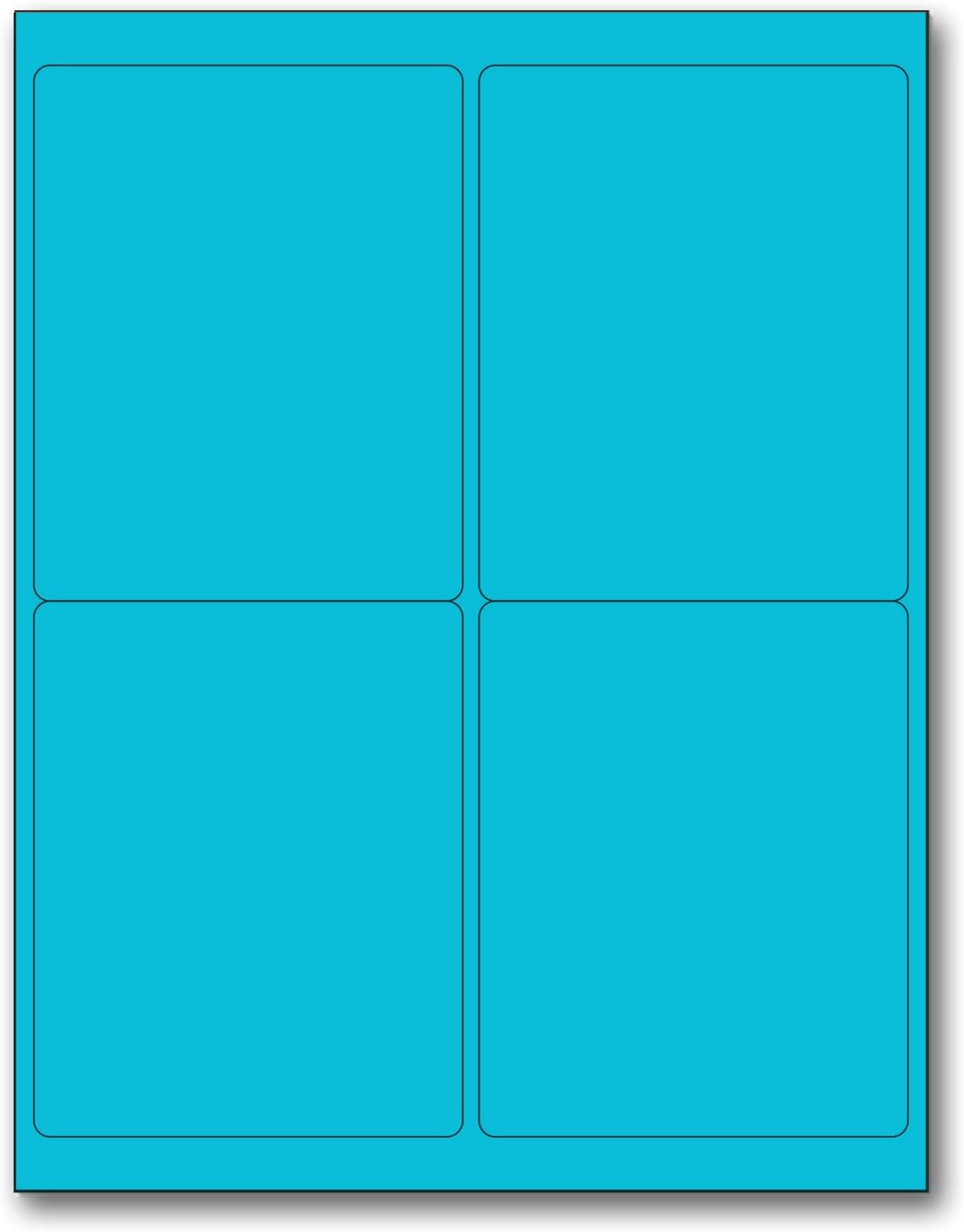 NextDayLabels - 8-1/2 x 11 Neon Color High Light Fluorescent Labels for Laser & Inkjet Printer (Blue Fluorescent, 4 x 5-4 Per Page | 400 Labels)