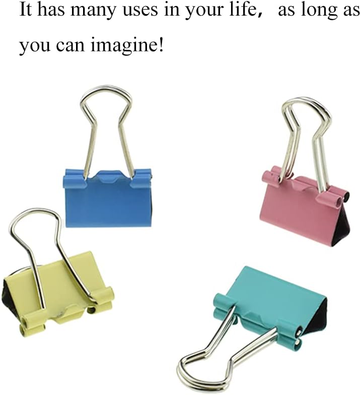 HAHIYO Binder Clips Paper Clamps Spring Steel Sturdy Small 0.75 inches Width 0.2 Inch Capacity No Sharp Edges Heavy Duty Tight Grip Reusable Color Metal Bright Finish for Home Office School 30 Pack