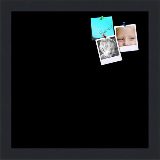 PinPix 12x12 Inch Cork Bulletin Board. This Decorative Framed Pin Board Comes with Solid Black Design and a Satin Black Frame. Ideal for Home Office Decor or Message Board (PinPix-622)