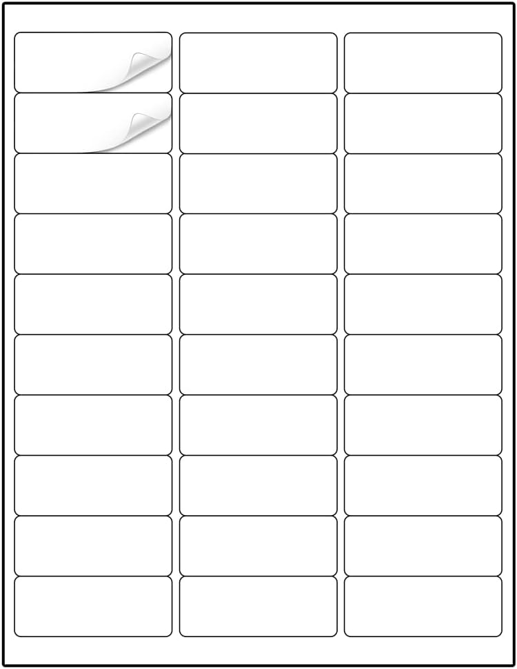Methdic Address Labels 1" x 2-5/8" 3000 Labels Sticker Paper for Laser/Ink Jet Printer Mailing Labels 8.5"×11" White 30 per Sheet