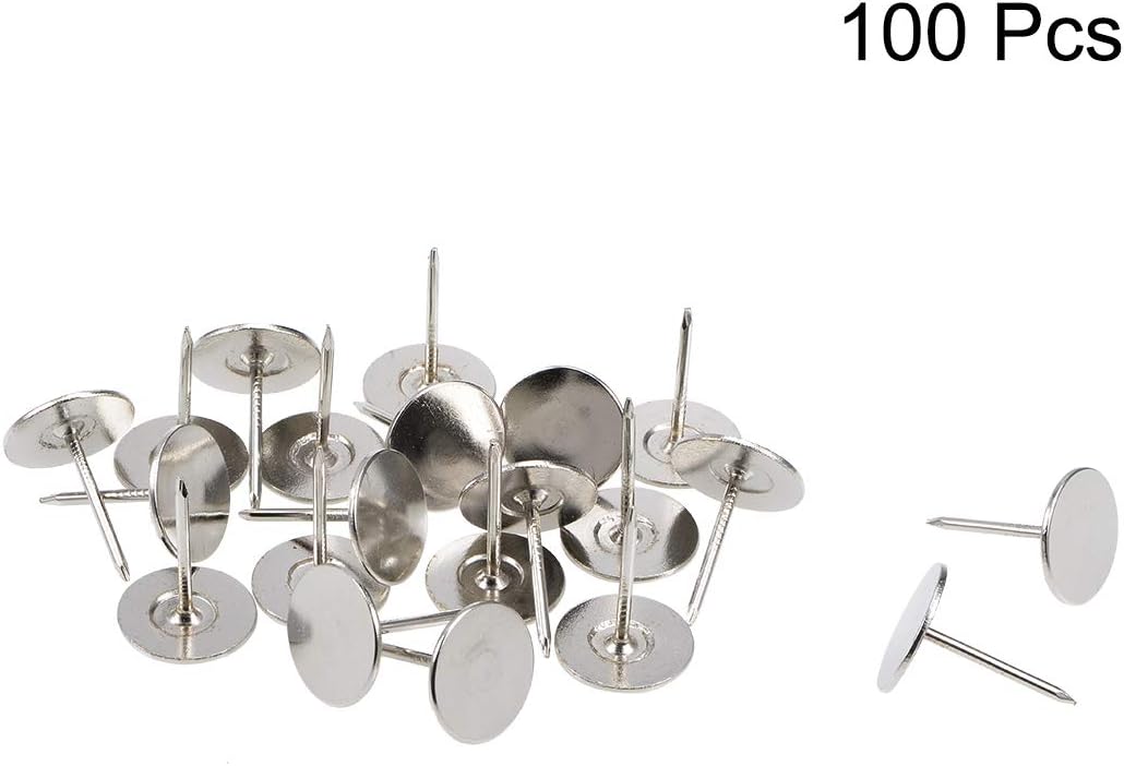 uxcell Upholstery Nails Tacks 19mmx25mm Flat Head Furniture Nails Silver Tone for Furniture Sofa Headboards, 100 Pcs