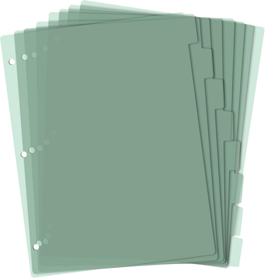3 Ring Dark Green Binder Dividers with 8-Tabs, A4 Binder Dividers, Sturdy Plastic Divider, Suitable for Notebooks and Binders, Tabs for Binder, 3 Hole Punch (Dark Green, A4)