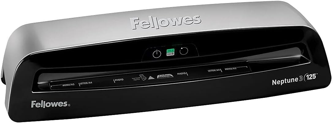 Fellowes Neptune 3 125 Laminator with 10 Pouches, 12.5 Inch (5721401), Silver, Black