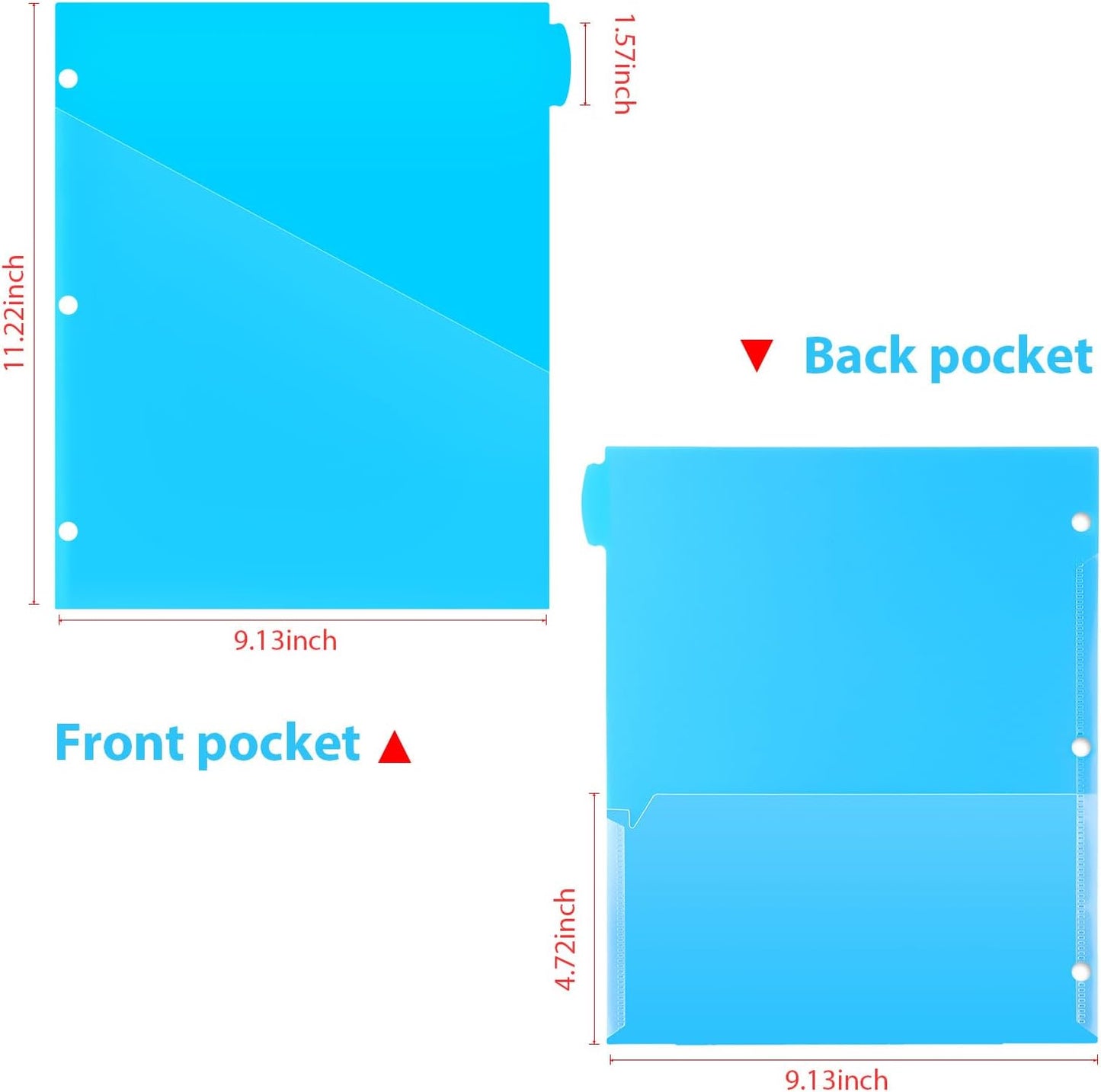 WOT I Plastic 8-tab Dividers with 2 Clear Pockets - 3 Sets, Binder Dividers for 3 Ring Binder, Bright Multicolor, Total 24 Tabs