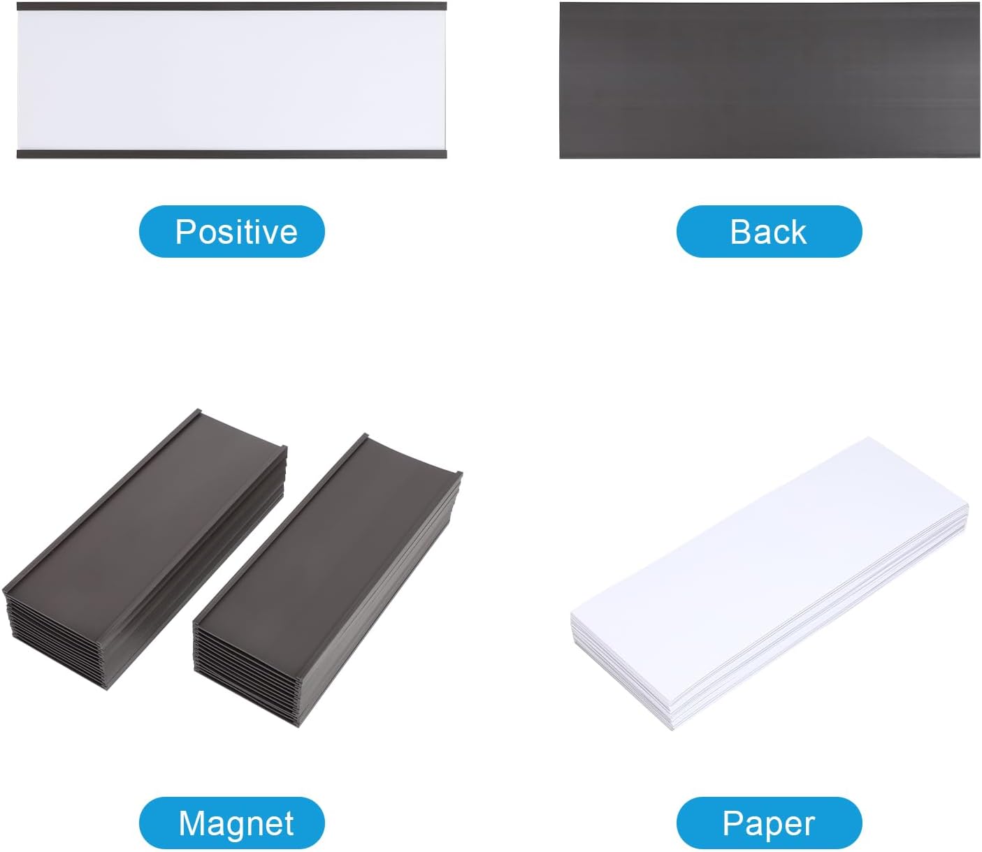 Eeoyu Magnetic Label Holders with Magnets Magnetic Data Card Holders with Clear Plastic Protectors for Metal Shelf, Whiteboard, Set of 50 (3 x 8 Inch)