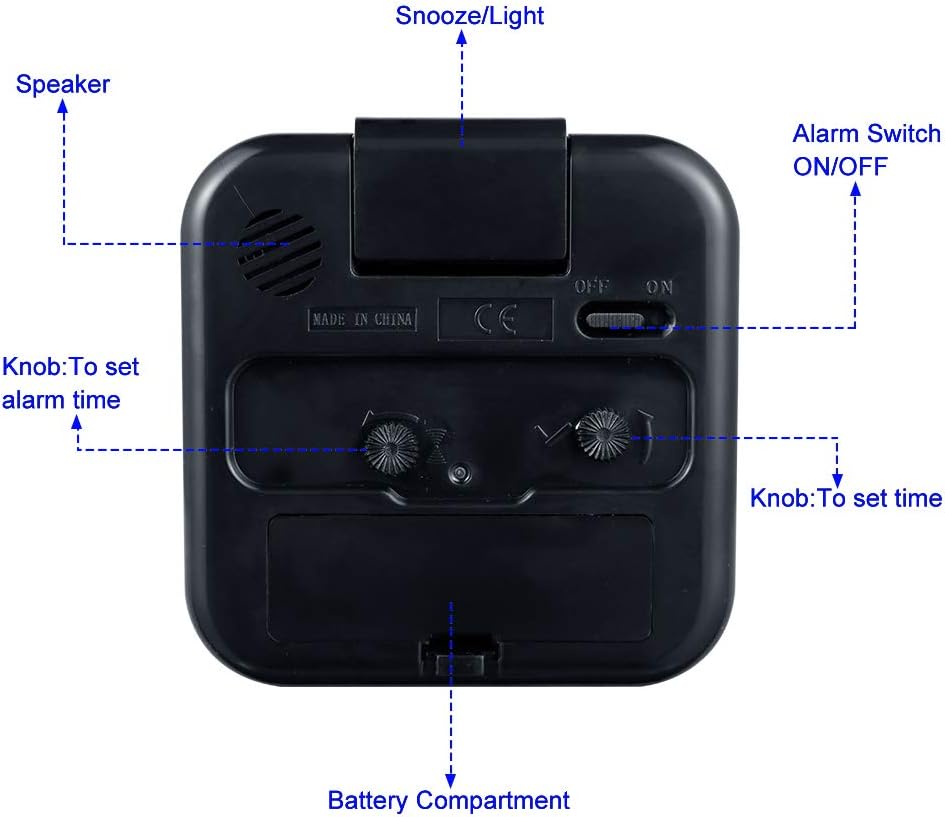 Small Battery Operated Analog Travel Alarm Clock Silent Non Ticking, Gentle Wake, Ascending Beep Sounds, Snooze,Lighted on Demand, Easy Set(Black)