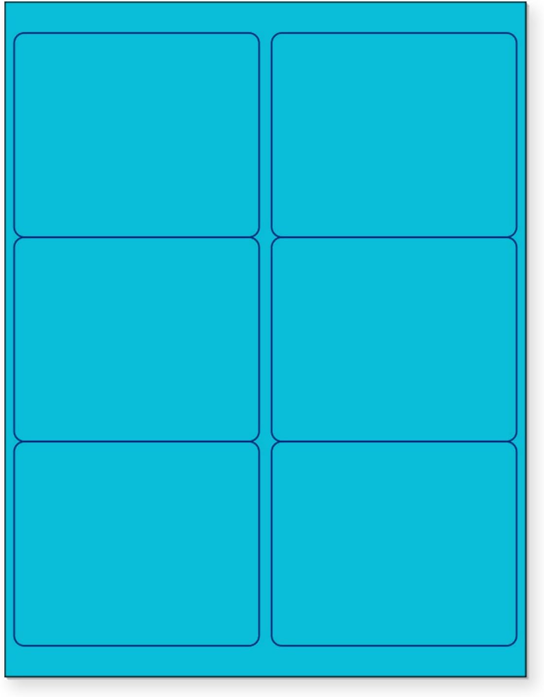 NextDayLabels - 8-1/2 x 11 Neon Color High Light Fluorescent Labels for Laser & Inkjet Printer (Blue Fluorescent, 4" x 3-1/3" - 6 Per Page | 600 Labels)