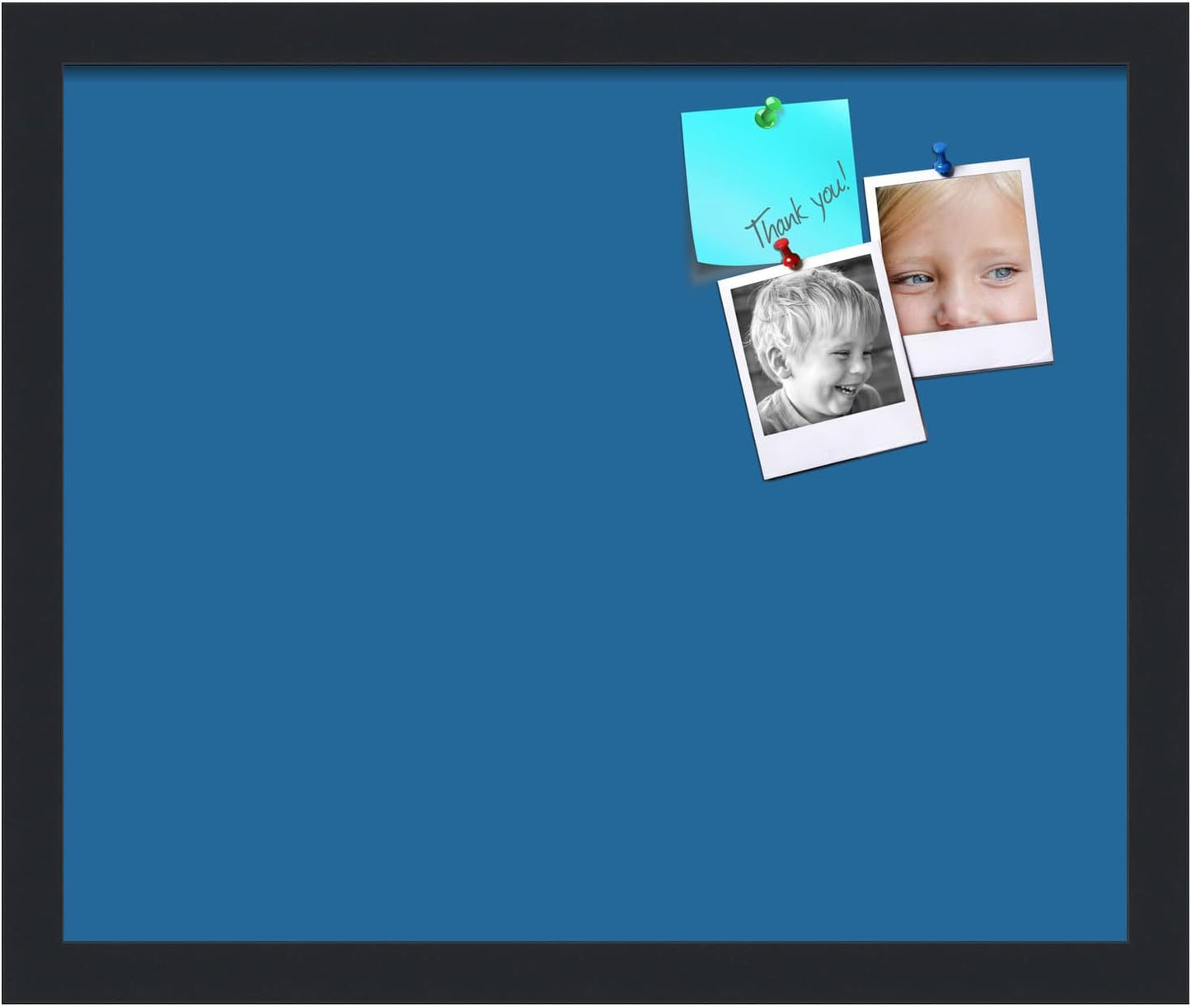 PinPix 17x14 Inch Cork Bulletin Board. This Decorative Framed Pin Board Comes with Navy Pastel Design and a Satin Black Frame. Ideal for Home Office Decor or Message Board (PinPix-1811)