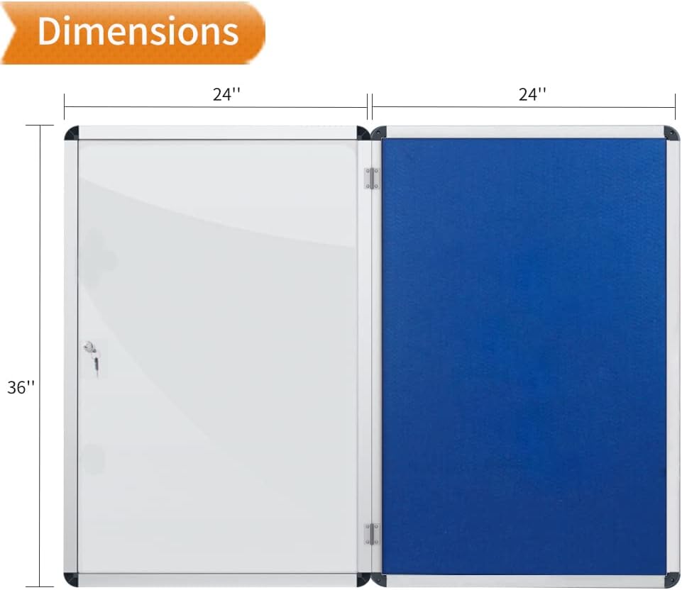 VIZ-PRO Tamperproof Lockable Noticeboard Class 1 Aluminium Framed 36x24 Inches