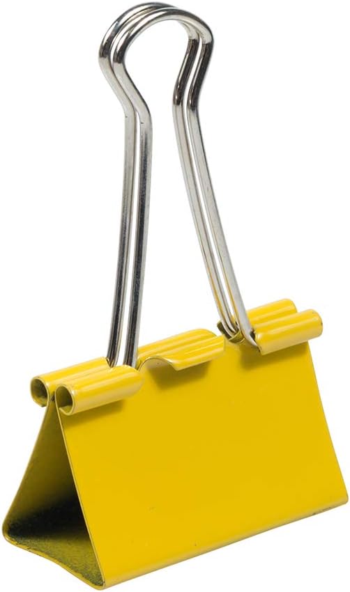 JAM PAPER Colorful Binder Clips - Large - 1 1/2 Inch (41 mm) - Yellow Binderclips - 12/Pack