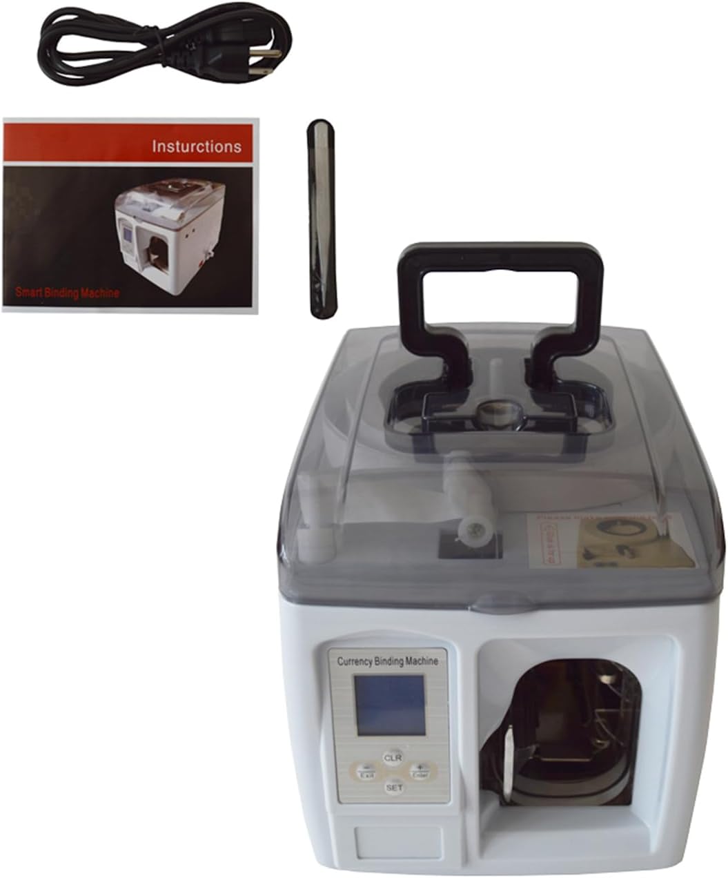 INTBUYING Currency Binding Machine Paper Tape Banding Machine Intelligent Money Packer Packing Bank Note Machine 110v for Packing Money