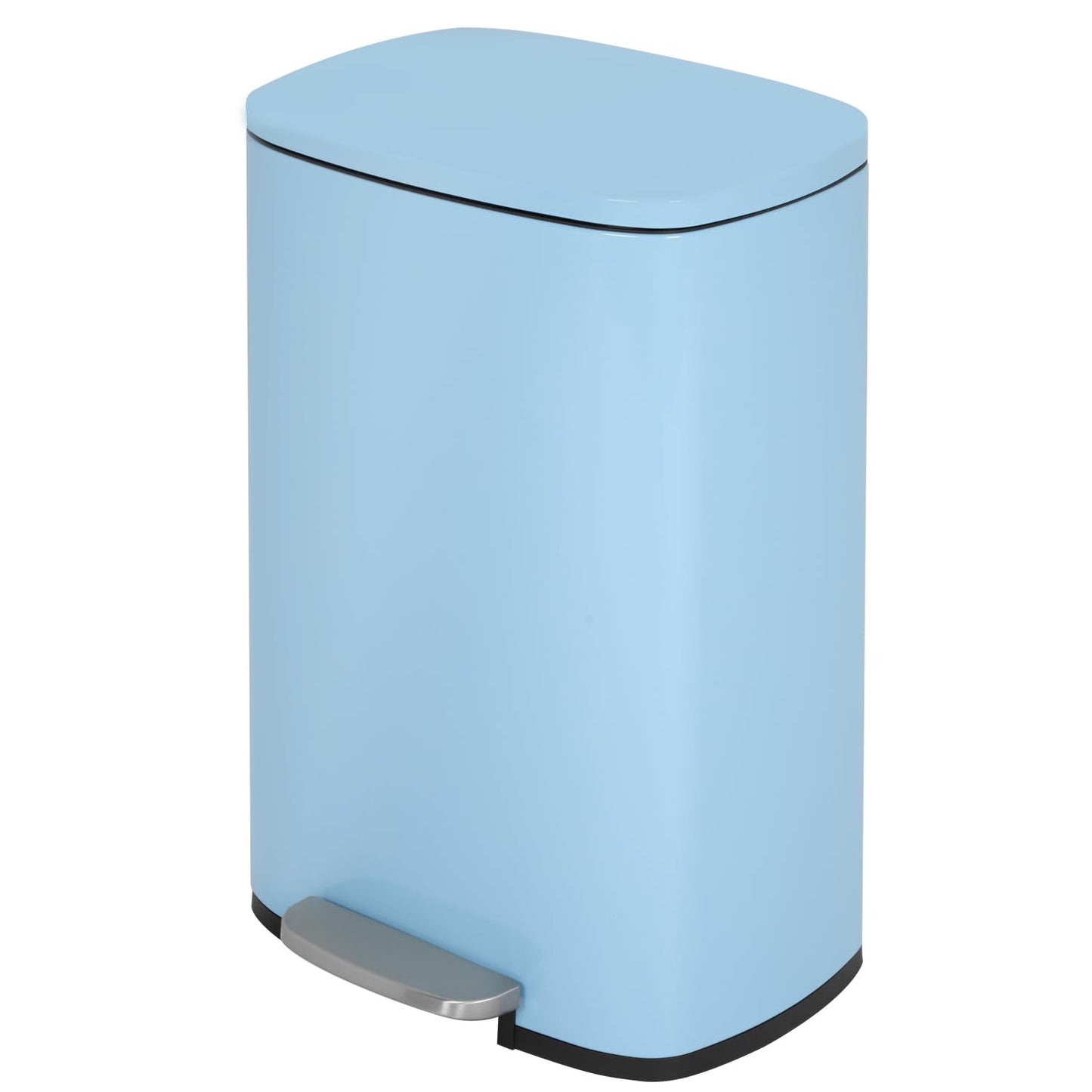 PayLessHere Stainless Steel Trash Can with Lid - Removable Inner Bucket, Foot Pedal Soft Close for Office, Home, Kitchen Garbage Bin (Blue, 13 G)