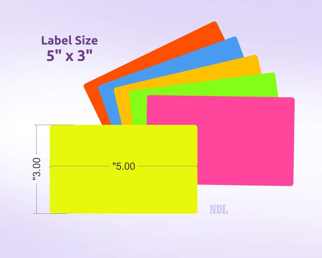 NextDayLabels 500 Rectangle Stickers (3" x 5") - Color Coding Labels Roll - Moving Labels for Boxes, Colored Inventory Stickers for Packing, Organizing, and Storage (Fluorescent Blue)