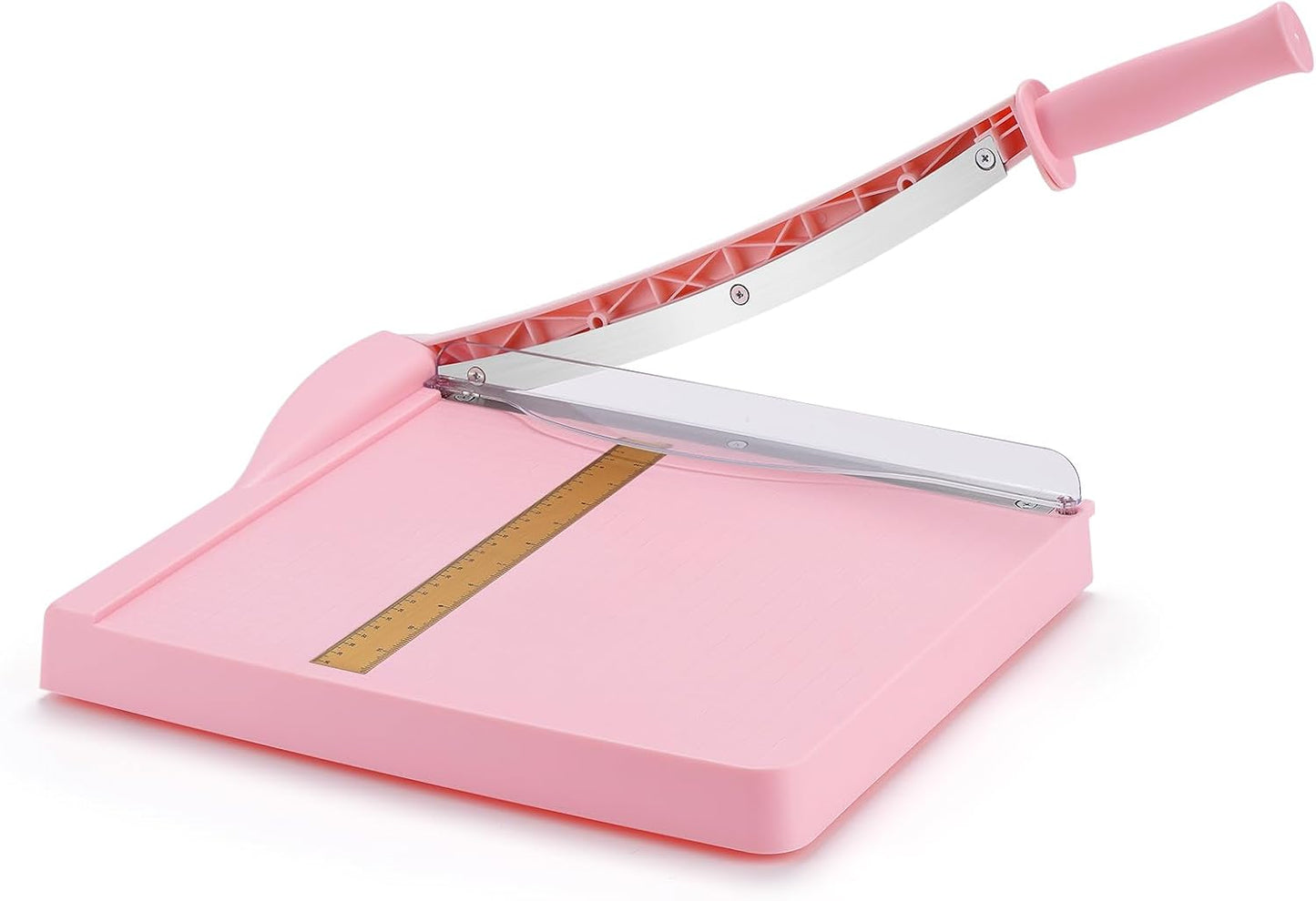 Paper Cutter, Paper Trimmer with Safety Guard, 12" Cut Length Paper Slicer with 16 Sheet Capacity Paper Cutting Board,Guillotine Paper Cutters and Trimmers for Cardstock Cardboard Vinyl (Pink)