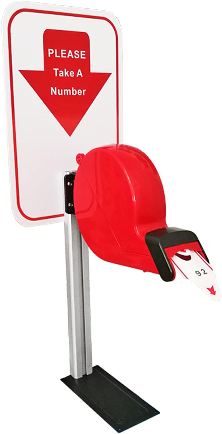 Take a Number System Ticket Machine Ticket Dispenser with Stand and 1 Roll of 2000 Tickets 2-Digits Take a Number Tickets for Queue Call System