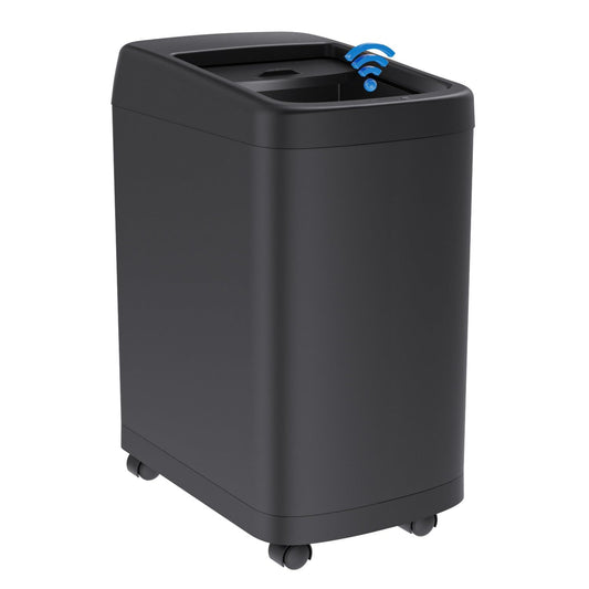 ELLO&ALLO Garbage Can Motion Sensor Trash Can 13 Gallon for Kitchen with Roll Up Lid, Automatic Touch Free High-Capacity with Wheels Black Waste Bin