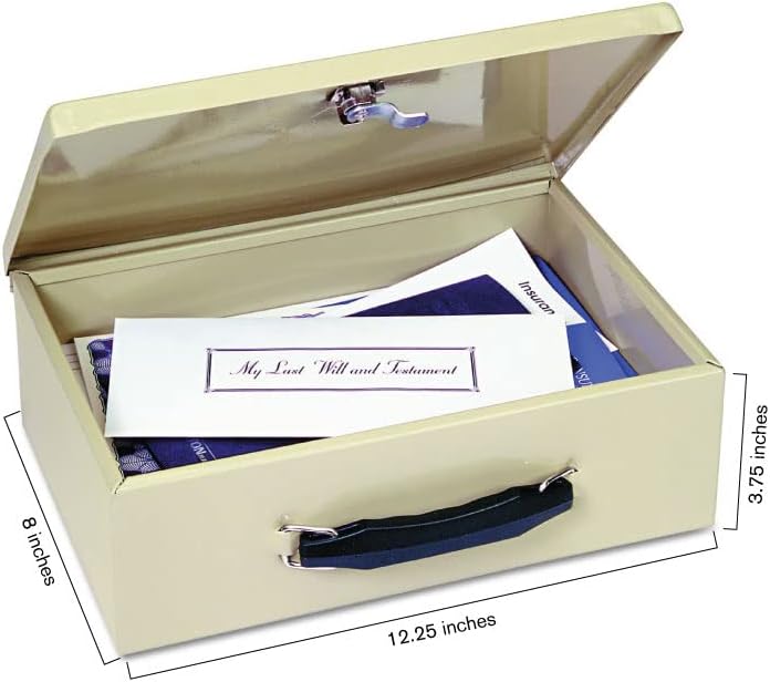 MMF Industries STEELMASTER Fire-Retardant Steel Security Chest with Key Lock | Tan | Includes 2 Keys | Durable Steel & Double Insulated Walls | Lab Tested Fireproof Security Box