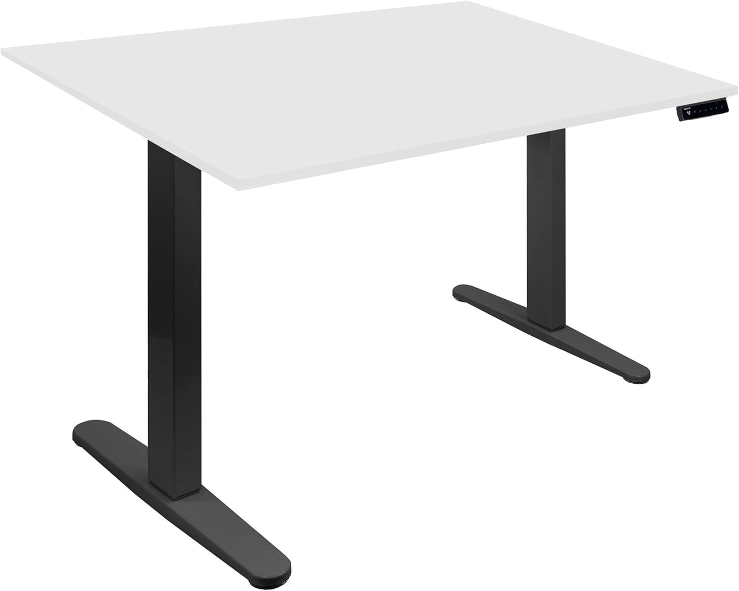 Mount-It! Motorized Sit Stand Adjustable Height Desk Frame with 48" Tabletop - Ergonomic Single Motor Adjustable Standing Height Table, Desktop Rising Up to 47.2" Memory Control, White Black Leg Desk