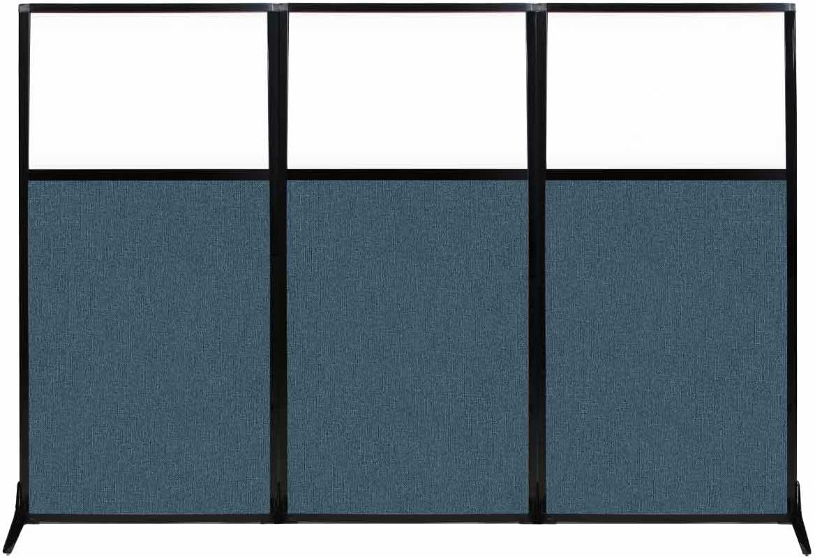 Versare Workstation Partition | Portable Wall Divider | Modern Office Cubicle | Free Standing Privacy Screen | Flexible Work Space | 99" x 70" W/Window, Caribbean Fabric Panels
