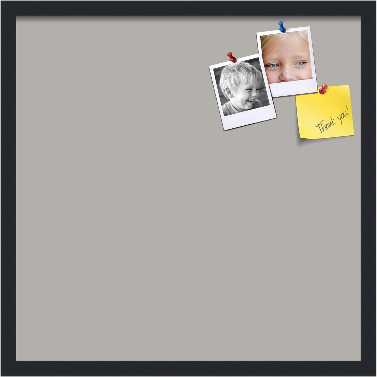 PinPix 22x22 Inch Cork Bulletin Board. This Decorative Framed Pin Board Comes with Dark Stone Design and a Satin Black Frame. Ideal for Home Office Decor or Message Board (PinPix-1808)