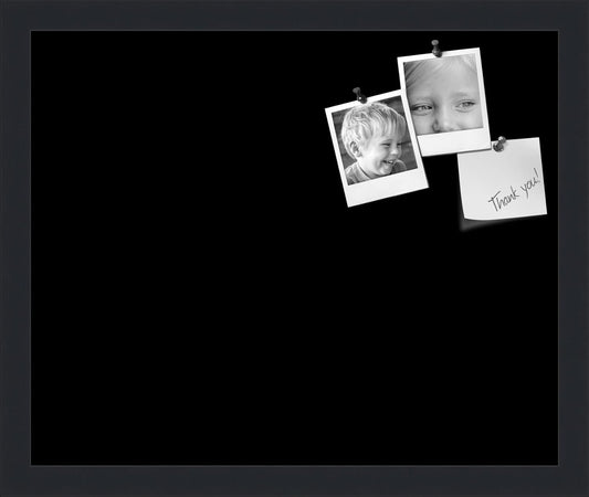 PinPix 17x14 Inch Cork Bulletin Board. This Decorative Framed Pin Board Comes with Solid Black Design and a Satin Black Frame. Ideal for Home Office Decor or Message Board (PinPix-622)