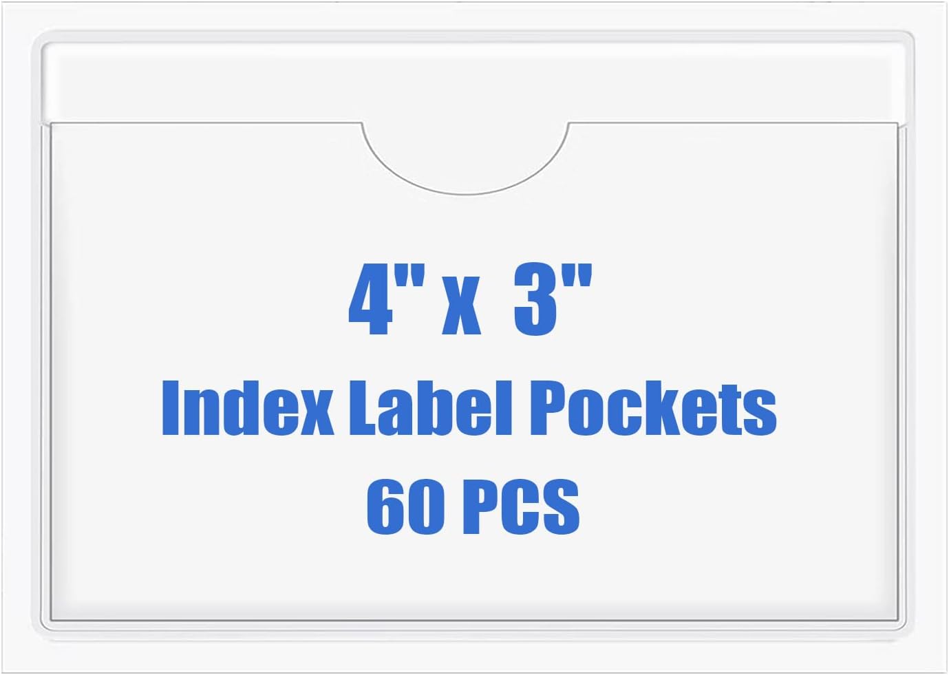 Origin-Joy 60 PCS Self Adhesive Index Card Pockets with Top Open, Clear Plastic Label Holder for Cards of Note, Library and Business, Adhesive Label Pockets & Card Holder (4 x 3 inch)