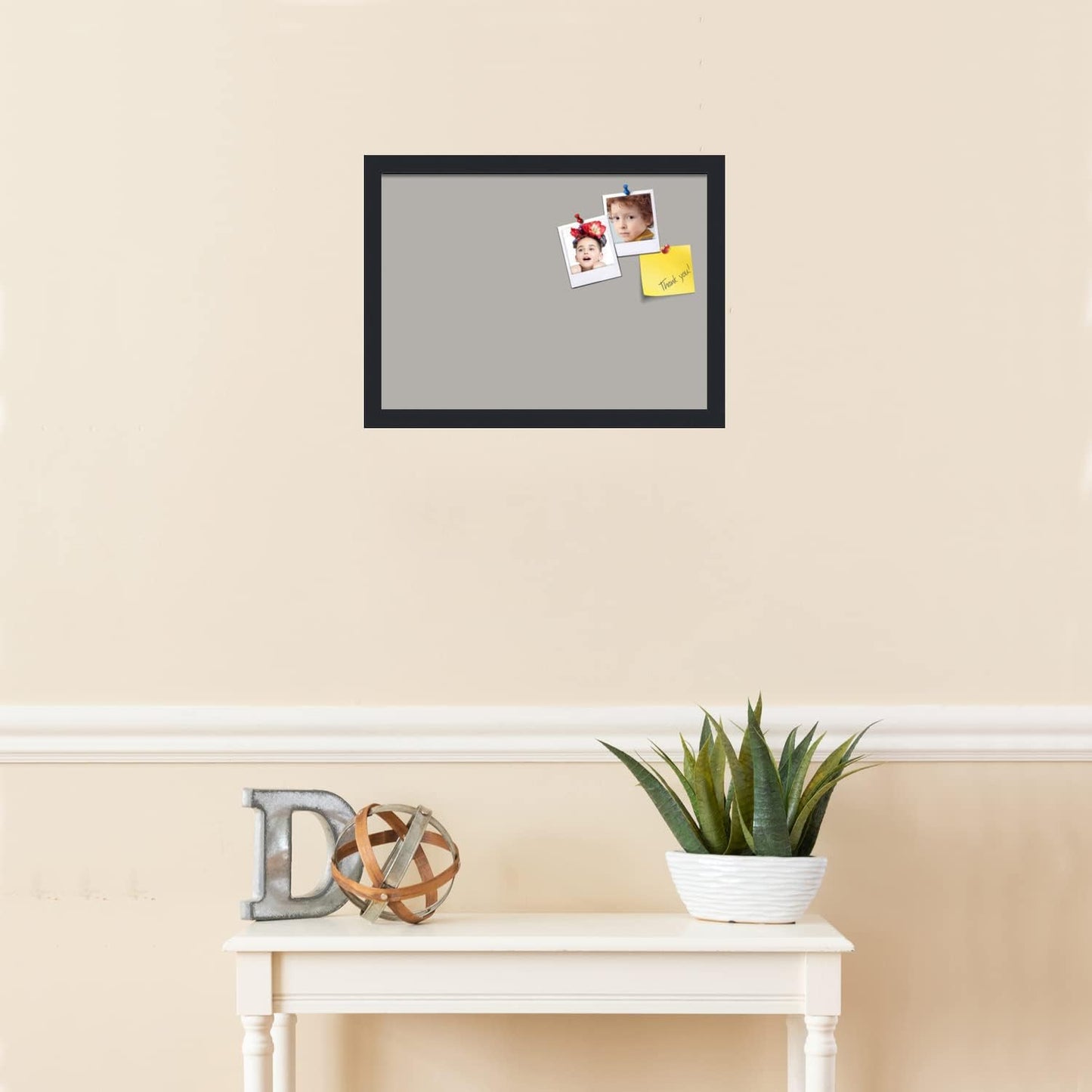PinPix 18x13 Inch Cork Bulletin Board. This Decorative Framed Pin Board Comes with Dark Stone Design and a Satin Black Frame. Ideal for Home Office Decor or Message Board (PinPix-1808)