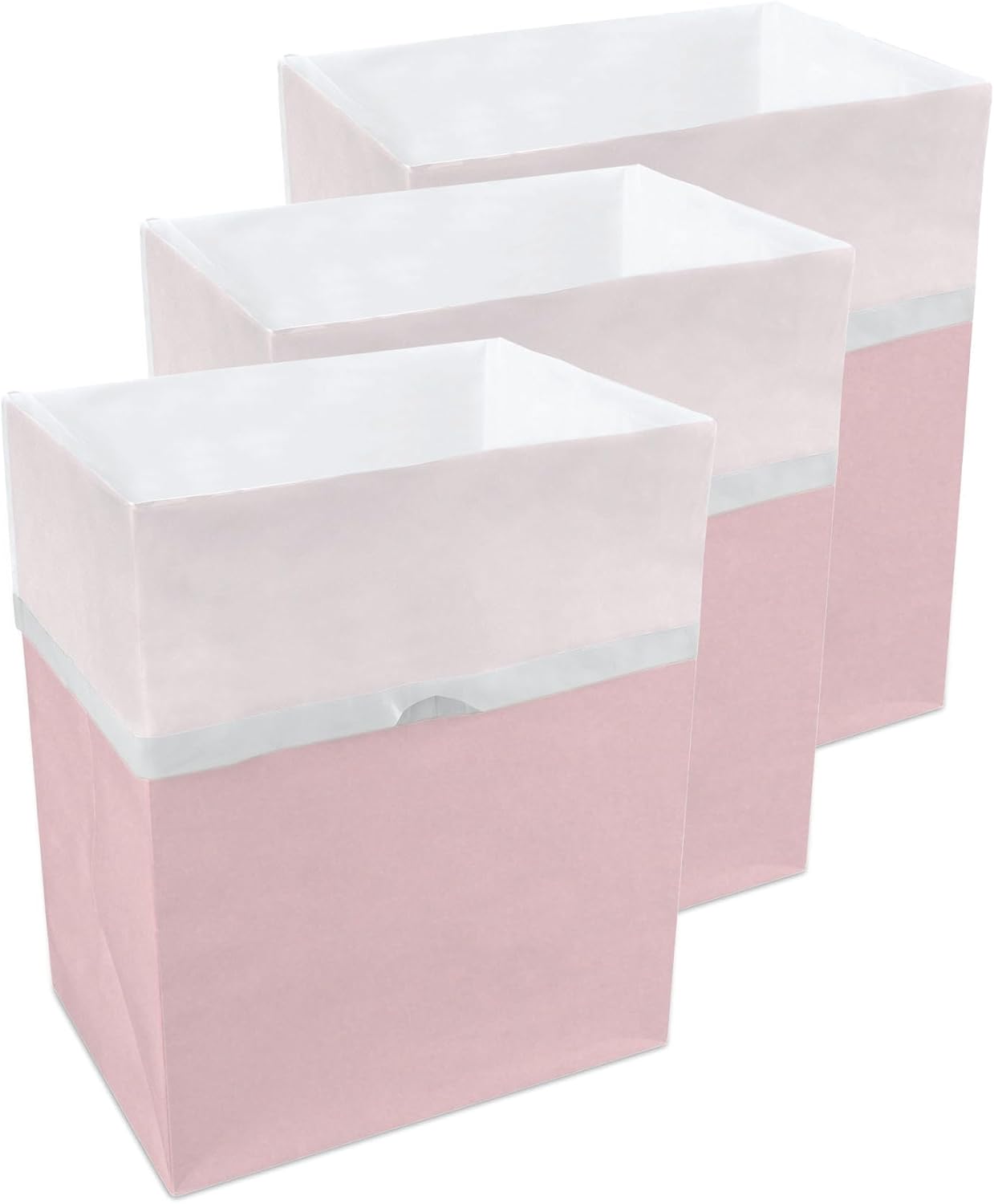 | 13 Gallon Disposable Trash Cans (3-Pack) with Fitted Trash Bags - Reusable Garbage and Recycling Bins for Parties, Events, and More (Pink - 17" Height x 13.5" Width x 10" Depth)