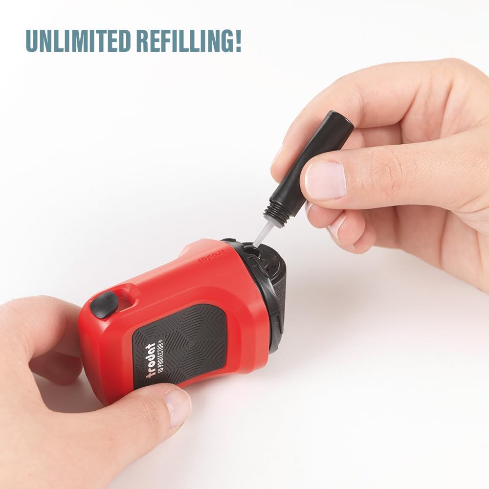 Trodat ID Protector+ Ink Roller – Identity Theft Protection Roller Stamp with Integrated Box & Letter Opener (3in1) – incl. 3 Refill Inks
