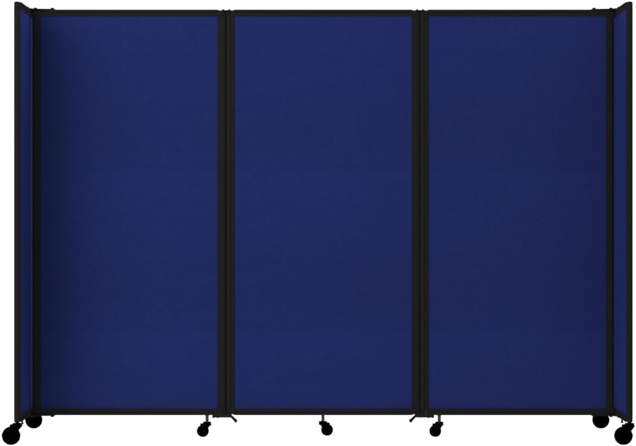 Versare Room Divider 360 Portable Wall Partition | Folding Panels | Large Freestanding Divider | Locking Wheels | Temporary Room Separator